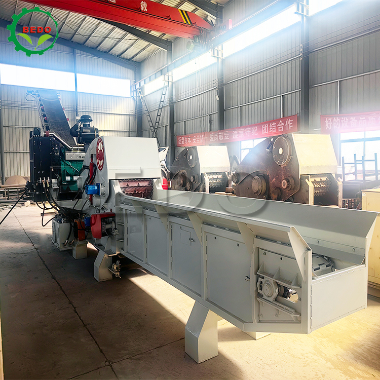 Motore idraulico 2pcs lame personalizzabile Chipper di legno Macchina di alimentazione trasportatore tamburo tipo industrial Shredder
